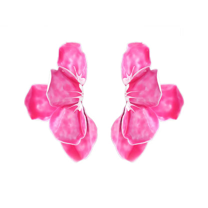 1 Pair Simple Style Classic Style Leaf Flower Enamel Iron Ear Studs