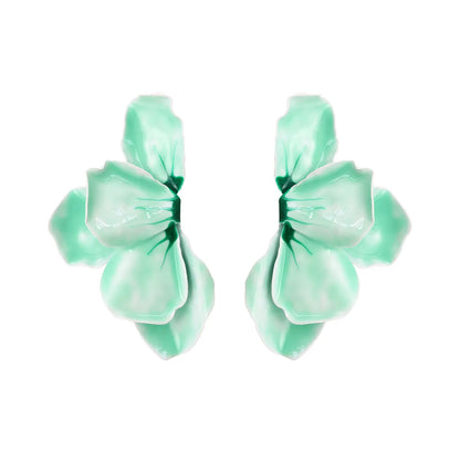 1 Pair Simple Style Classic Style Leaf Flower Enamel Iron Ear Studs