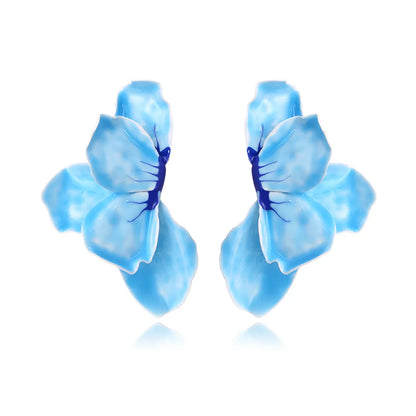 1 Pair Simple Style Classic Style Leaf Flower Enamel Iron Ear Studs