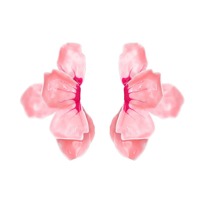 1 Pair Simple Style Classic Style Leaf Flower Enamel Iron Ear Studs