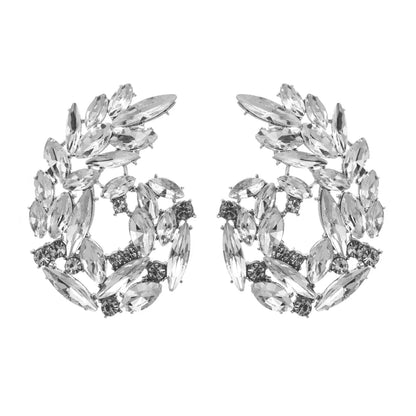 1 Pair Simple Style Classic Style Leaves Inlay Glass Rhinestones Ear Studs