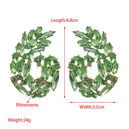 1 Pair Simple Style Classic Style Leaves Inlay Glass Rhinestones Ear Studs