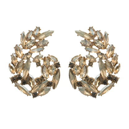 1 Pair Simple Style Classic Style Leaves Inlay Glass Rhinestones Ear Studs