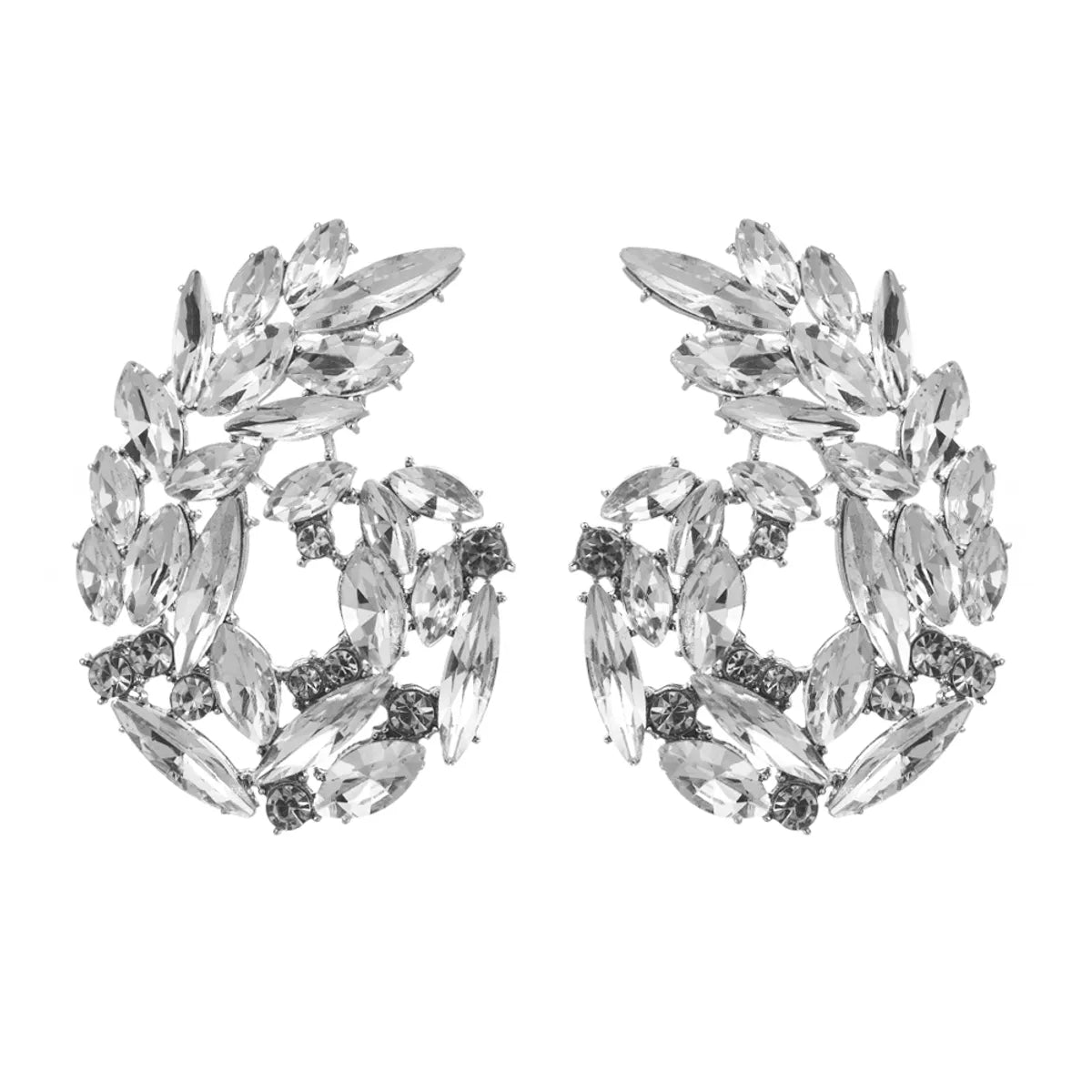 1 Pair Simple Style Classic Style Leaves Inlay Glass Rhinestones Ear Studs