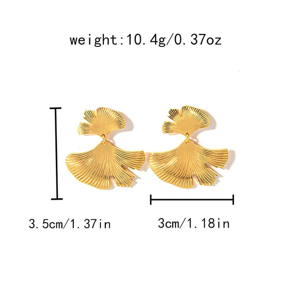 1 Pair Simple Style Classic Style Leaves Plant Ginkgo Leaf Plating 304 Stainless Steel 14K Gold Plated Drop Earrings