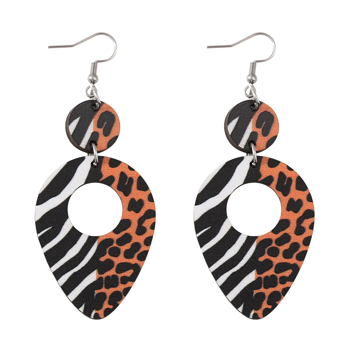 1 Pair Simple Style Classic Style Leopard Wood Drop Earrings