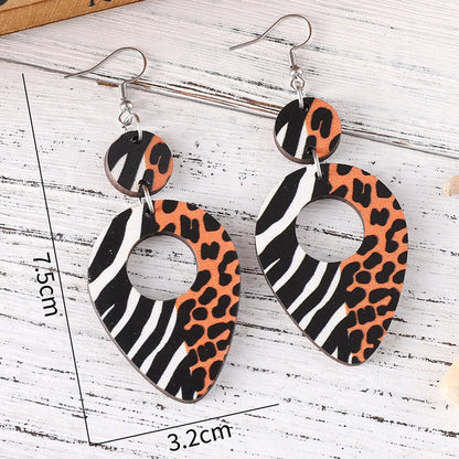 1 Pair Simple Style Classic Style Leopard Wood Drop Earrings