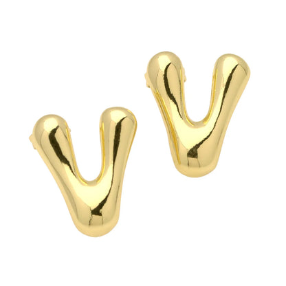 1 Pair Simple Style Classic Style Letter Gold Plated Ear Studs