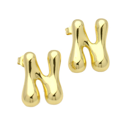 1 Pair Simple Style Classic Style Letter Gold Plated Ear Studs