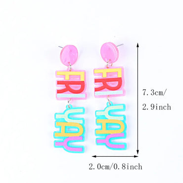 1 Pair Simple Style Classic Style Letter Printing Arylic Drop Earrings