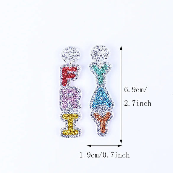 1 Pair Simple Style Classic Style Letter Printing Arylic Drop Earrings