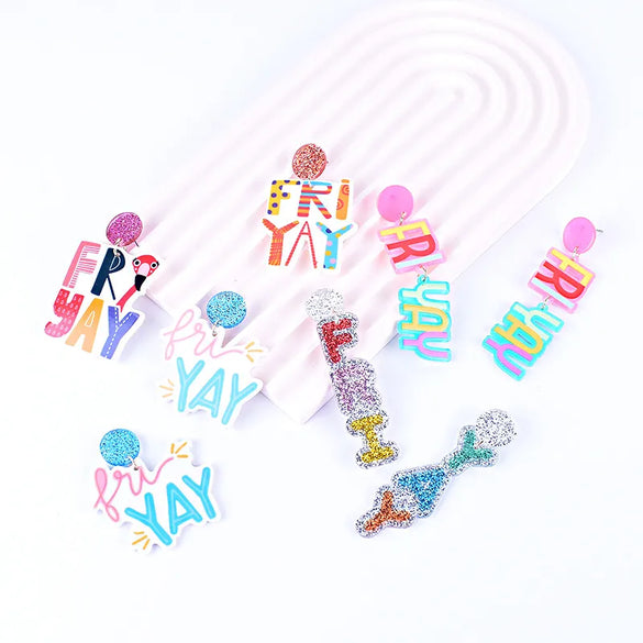 1 Pair Simple Style Classic Style Letter Printing Arylic Drop Earrings