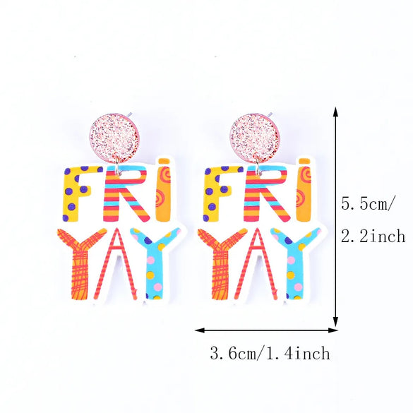 1 Pair Simple Style Classic Style Letter Printing Arylic Drop Earrings