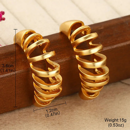 1 Pair Simple Style Classic Style Lines Hollow Out Copper Ear Studs