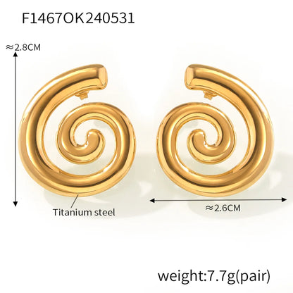 1 Pair Simple Style Classic Style Lines Spiral Plating 304 Stainless Steel 18K Gold Plated Ear Studs