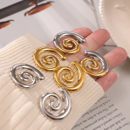 1 Pair Simple Style Classic Style Lines Spiral Plating 304 Stainless Steel 18K Gold Plated Ear Studs