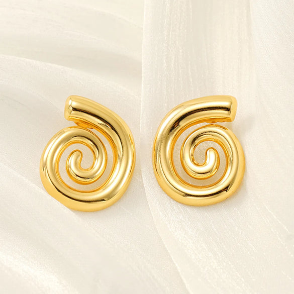 1 Pair Simple Style Classic Style Lines Spiral Stripe 304 Stainless Steel 18K Gold Plated Ear Studs