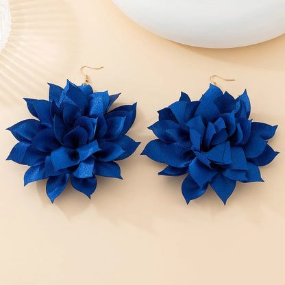 1 Pair Simple Style Classic Style Lotus Knitted Cloth Drop Earrings