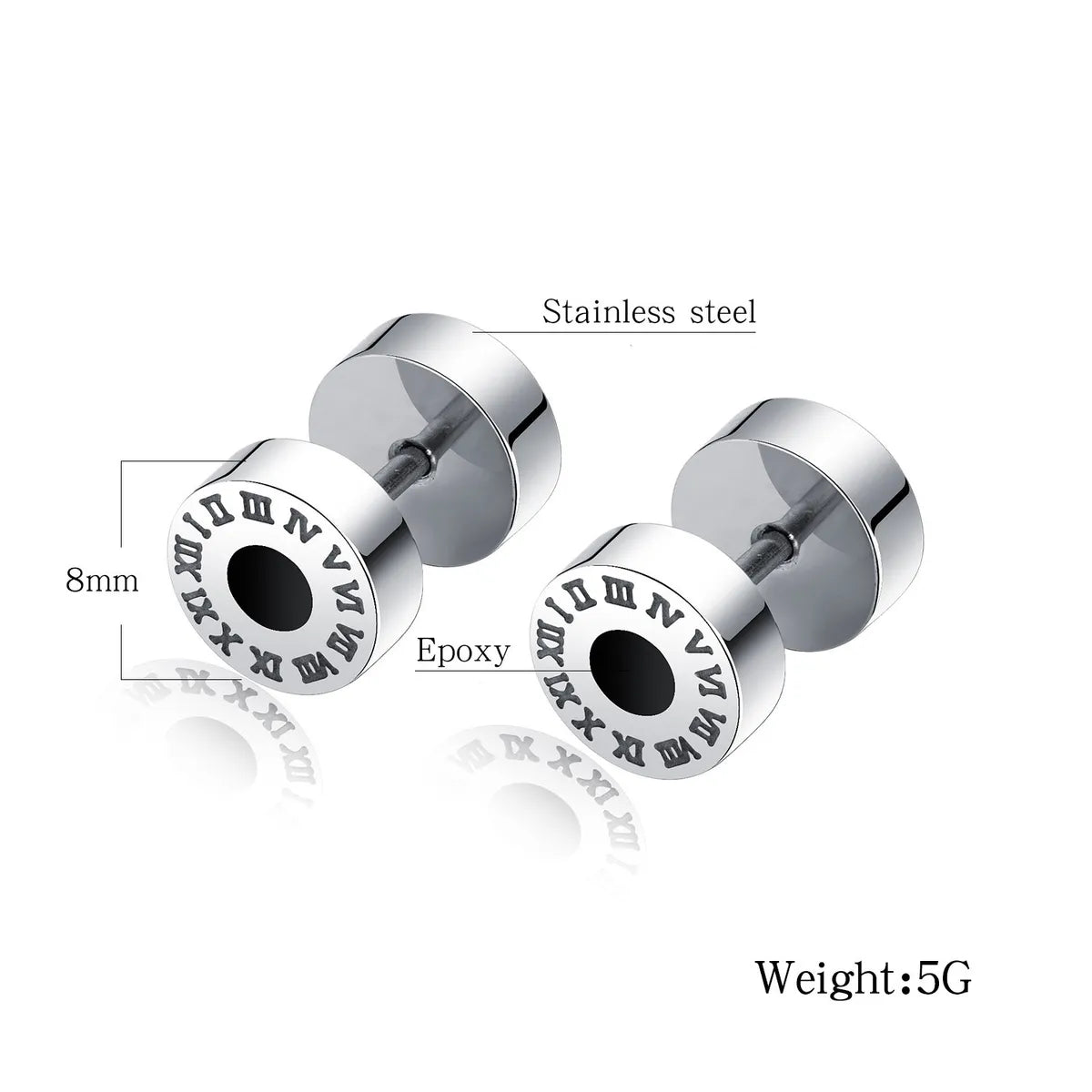 1 Pair Simple Style Classic Style Number Plating Titanium Steel Gold Plated Ear Studs