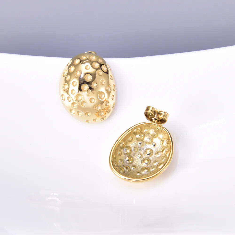 1 Pair Simple Style Classic Style Oval Plating 304 Stainless Steel Titanium Steel 18K Gold Plated Ear Studs