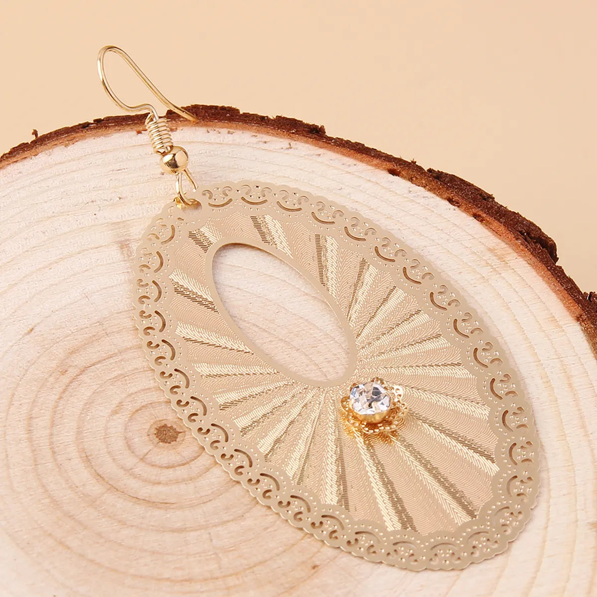 1 Pair Simple Style Classic Style Oval Plating Inlay Copper Zircon Gold Plated Drop Earrings