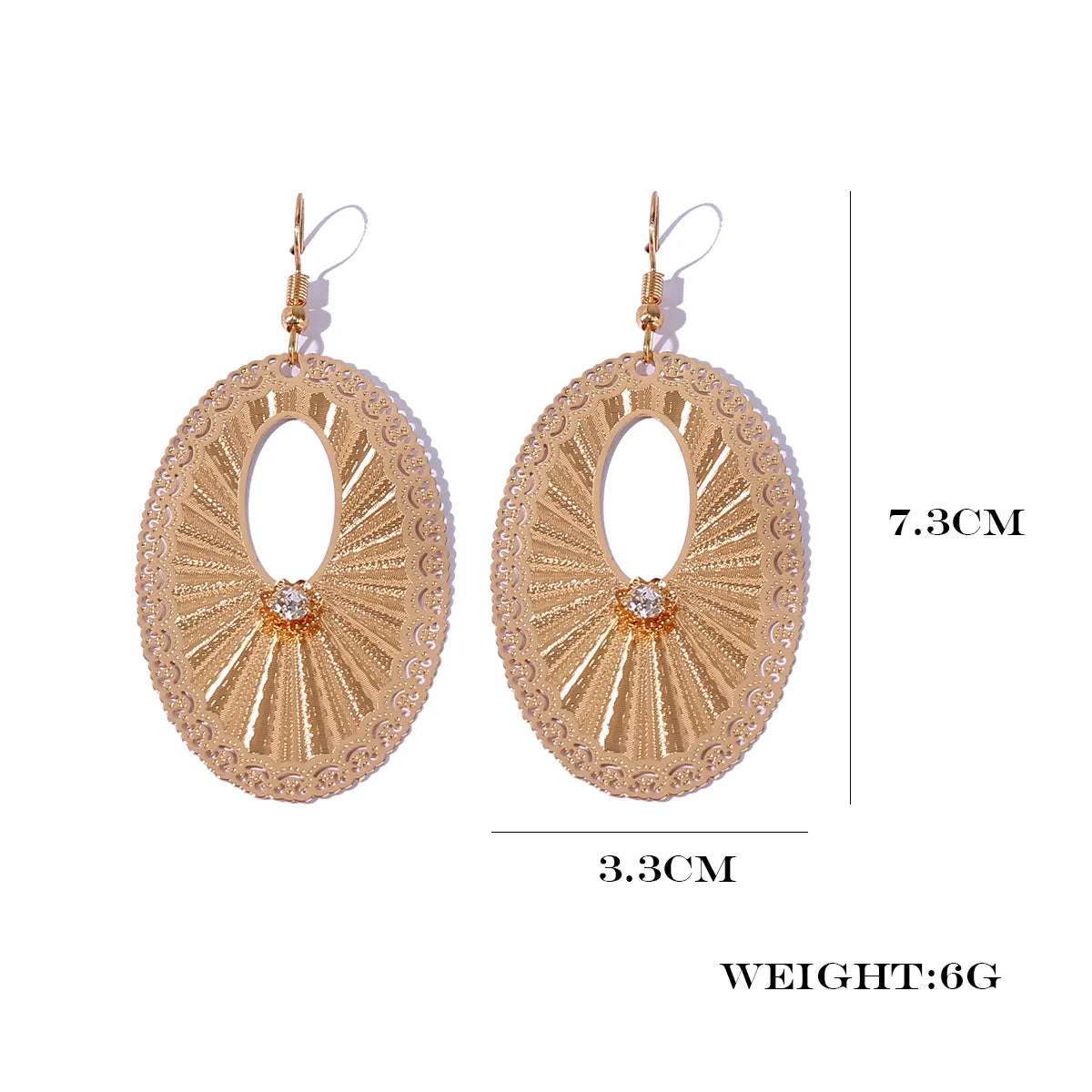 1 Pair Simple Style Classic Style Oval Plating Inlay Copper Zircon Gold Plated Drop Earrings