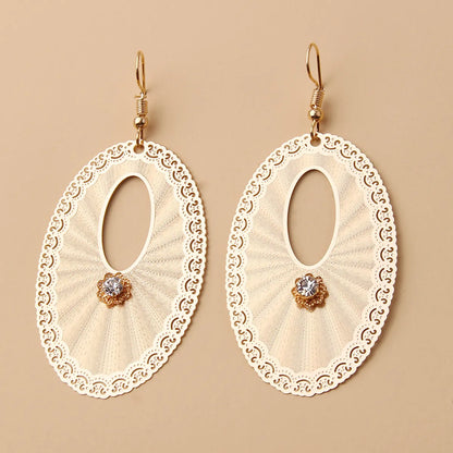 1 Pair Simple Style Classic Style Oval Plating Inlay Copper Zircon Gold Plated Drop Earrings