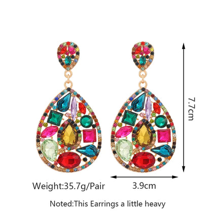 1 Pair Simple Style Classic Style Oval Plating Inlay Zinc Alloy Glass Dangling Earrings