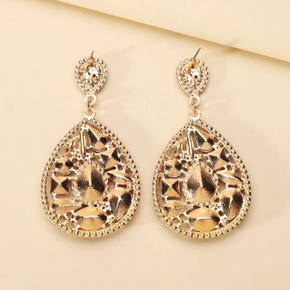 1 Pair Simple Style Classic Style Oval Plating Inlay Zinc Alloy Glass Dangling Earrings