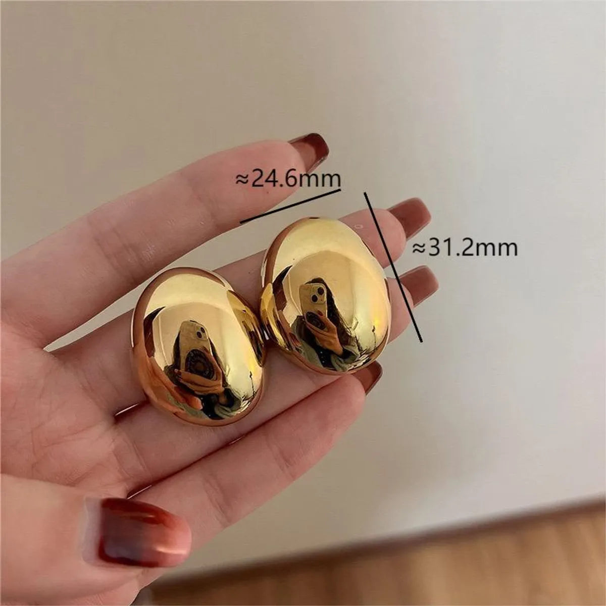 1 Pair Simple Style Classic Style Oval Plating Stainless Steel 18k Gold Plated Ear Studs