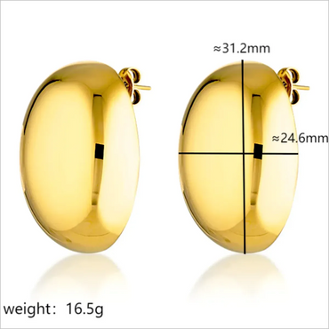 1 Pair Simple Style Classic Style Oval Plating Stainless Steel 18k Gold Plated Ear Studs