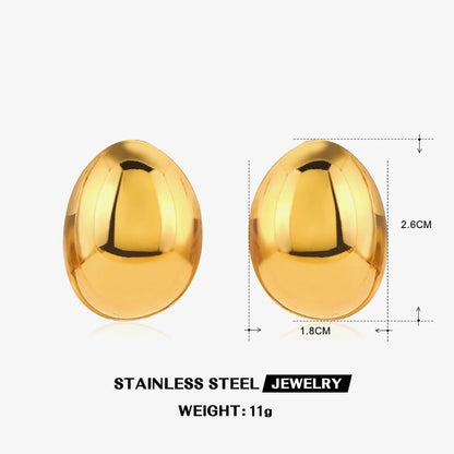 1 Pair Simple Style Classic Style Oval Water Droplets Plating 304 Stainless Steel 18K Gold Plated Ear Studs