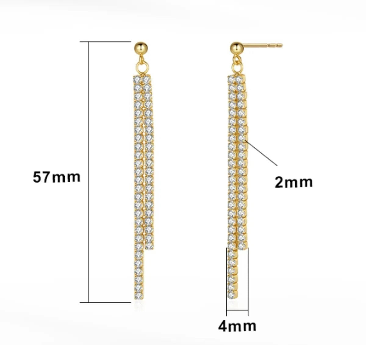 1 Pair Simple Style Classic Style Oversized Tassel Polishing Plating Inlay Sterling Silver Zircon White Gold Plated Drop Earrings