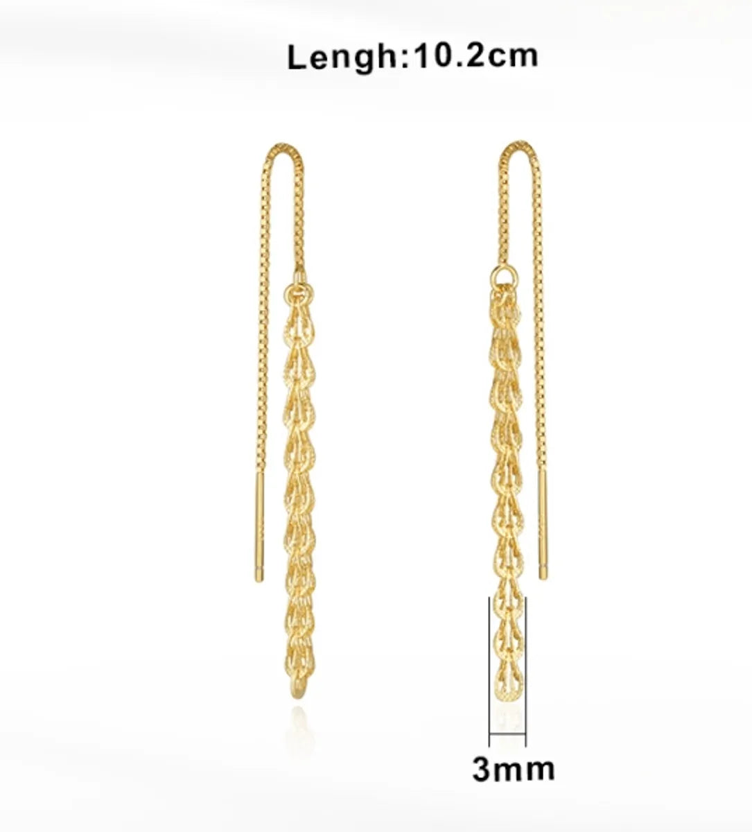 1 Pair Simple Style Classic Style Oversized Tassel Polishing Plating Sterling Silver Chain White Gold Plated Drop Earrings