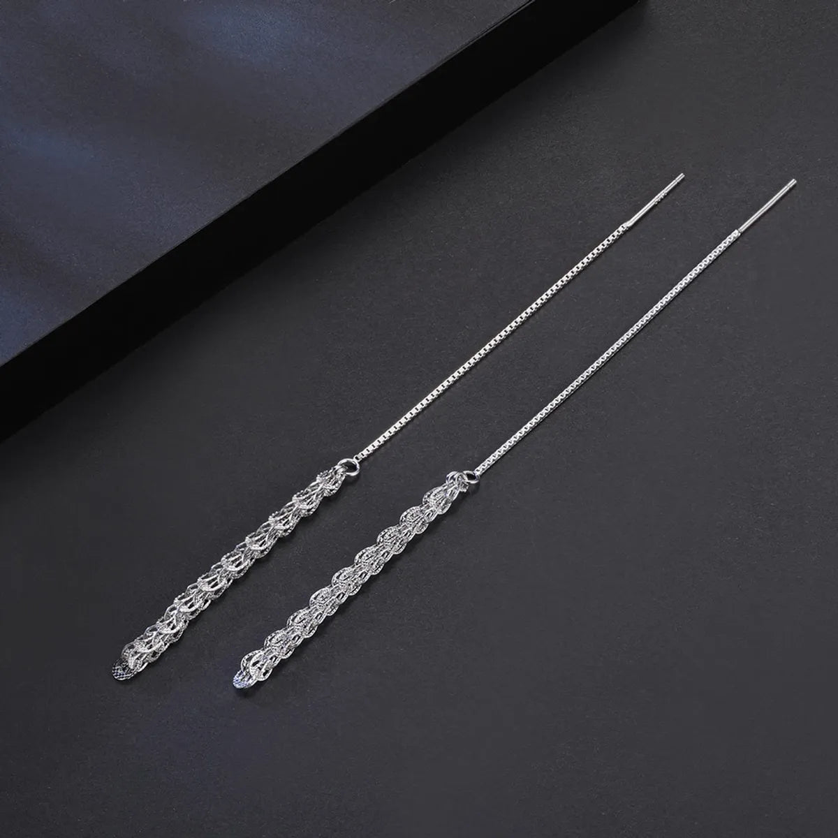 1 Pair Simple Style Classic Style Oversized Tassel Polishing Plating Sterling Silver Chain White Gold Plated Drop Earrings