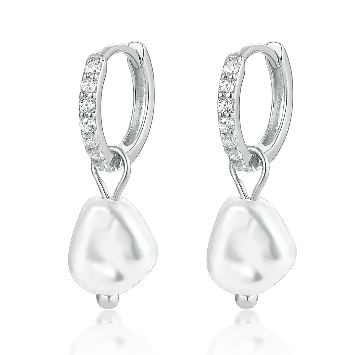 1 Pair Simple Style Classic Style Pearl Plating Inlay Freshwater Pearl Sterling Silver Freshwater Pearl Pearl Zircon White Gold Plated Gold Plated Drop Earrings