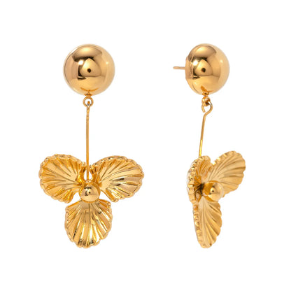 1 Pair Simple Style Classic Style Petal Plating 304 Stainless Steel 18K Gold Plated Drop Earrings