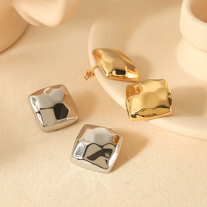 1 Pair Simple Style Classic Style Quadrilateral Plating Stainless Steel 18K Gold Plated Ear Studs