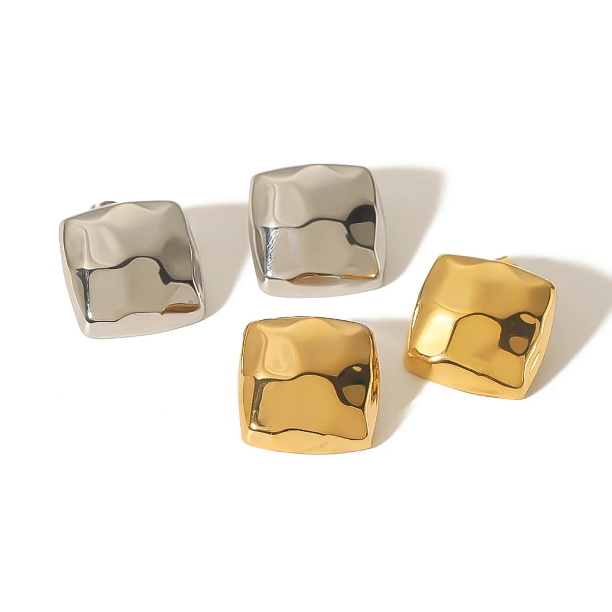 1 Pair Simple Style Classic Style Quadrilateral Plating Stainless Steel 18K Gold Plated Ear Studs