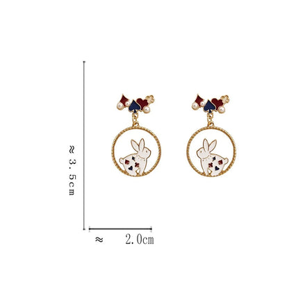 1 Pair Simple Style Classic Style Rabbit Heart Shape Plating Alloy Gold Plated Drop Earrings