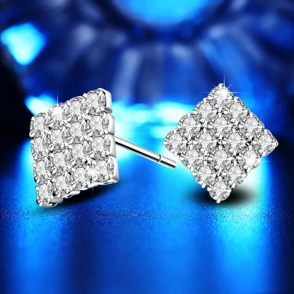 1 Pair Simple Style Classic Style Rhombus Inlay Copper Rhinestones Ear Studs