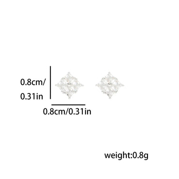 1 Pair Simple Style Classic Style Rhombus Inlay Sterling Silver Zircon 14K Gold Plated Ear Studs