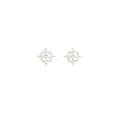 1 Pair Simple Style Classic Style Rhombus Inlay Sterling Silver Zircon 14K Gold Plated Ear Studs