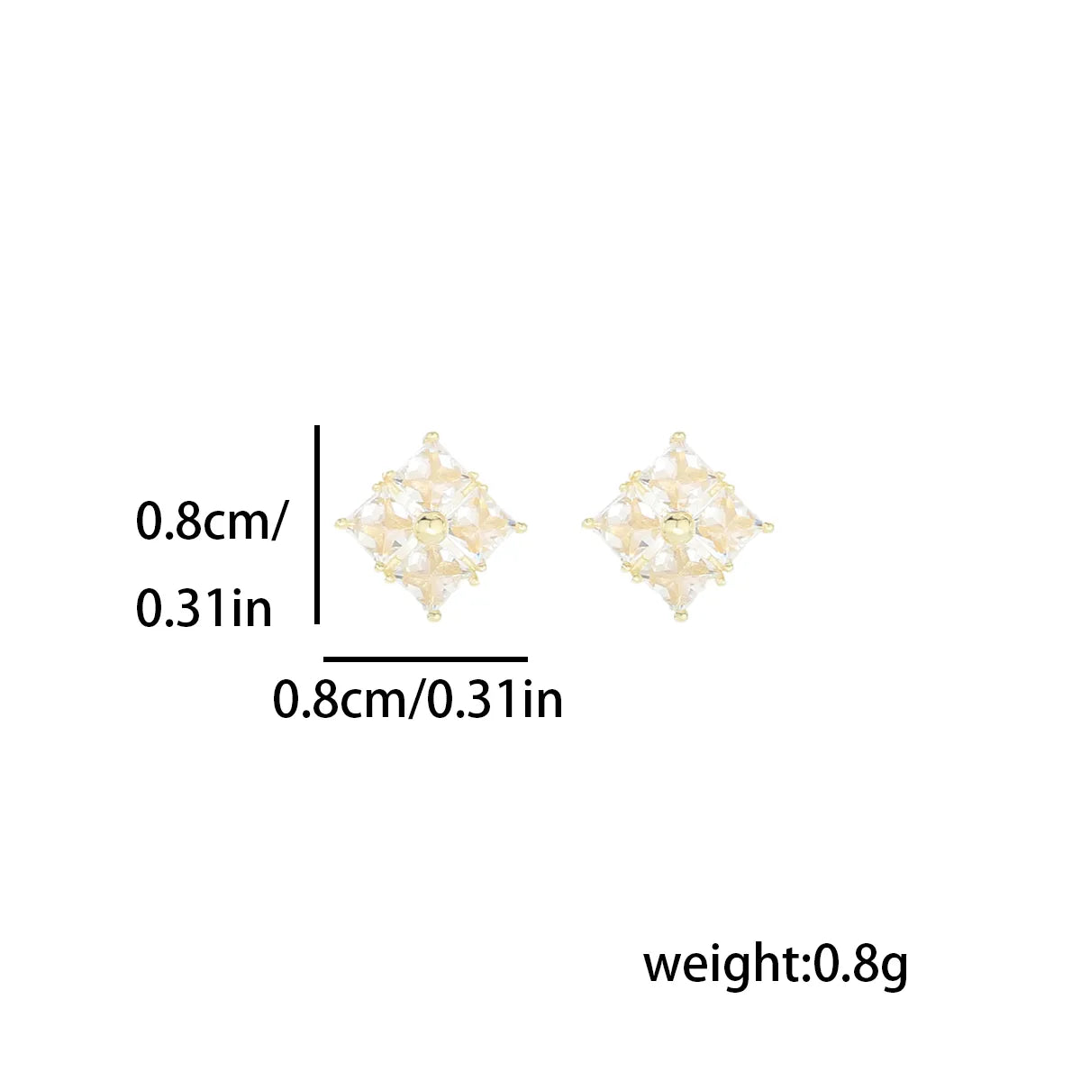 1 Pair Simple Style Classic Style Rhombus Inlay Sterling Silver Zircon 14K Gold Plated Ear Studs