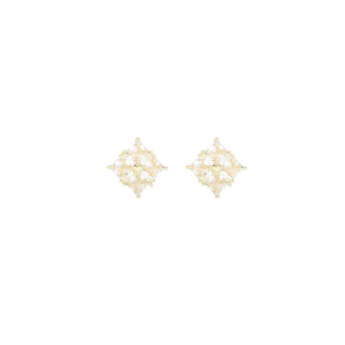 1 Pair Simple Style Classic Style Rhombus Inlay Sterling Silver Zircon 14K Gold Plated Ear Studs