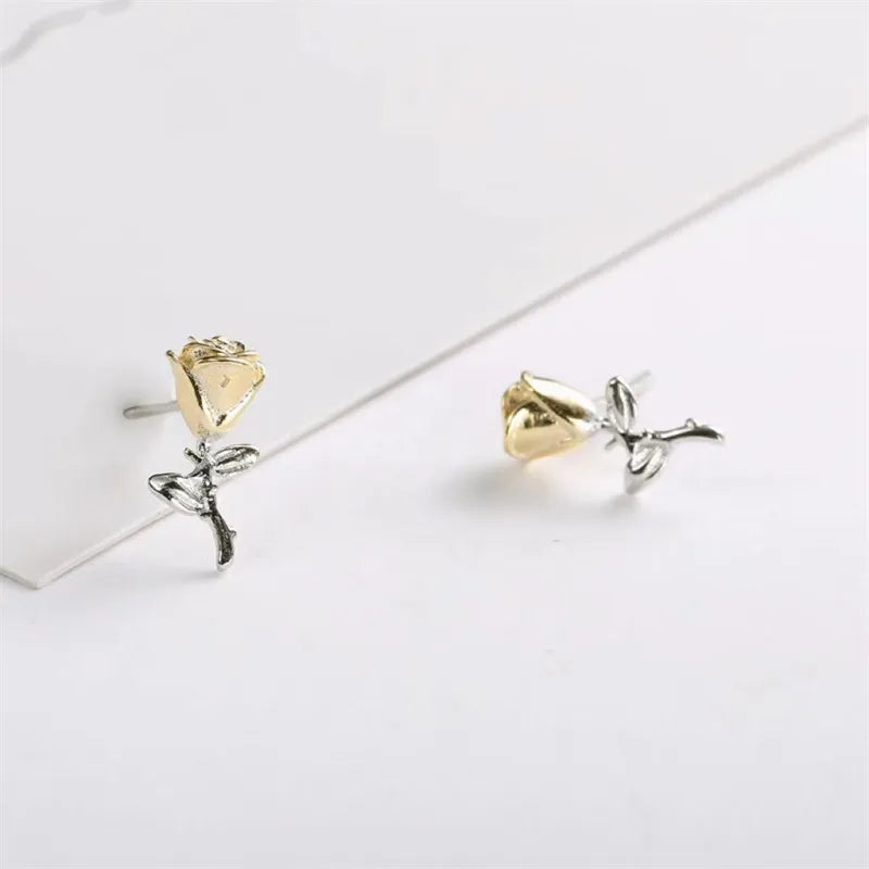 1 Pair Simple Style Classic Style Rose Plating Sterling Silver White Gold Plated Ear Studs