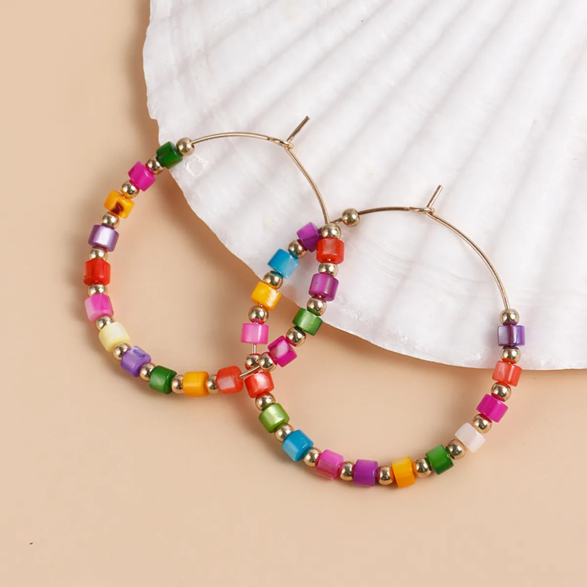 1 Pair Simple Style Classic Style Round Beaded Alloy Earrings