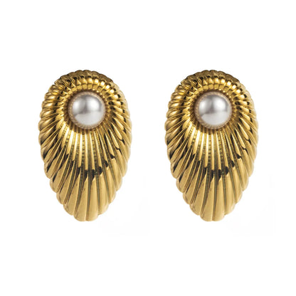 1 Pair Simple Style Classic Style Round Bow Knot Imitation Pearl Alloy Gold Plated Ear Studs