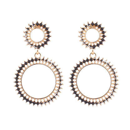 1 Pair Simple Style Classic Style Round Dots Plating Inlay Alloy Rhinestones Gold Plated Drop Earrings