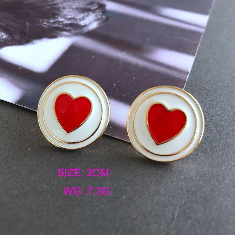 1 Pair Simple Style Classic Style Round Heart Shape Alloy Ear Studs